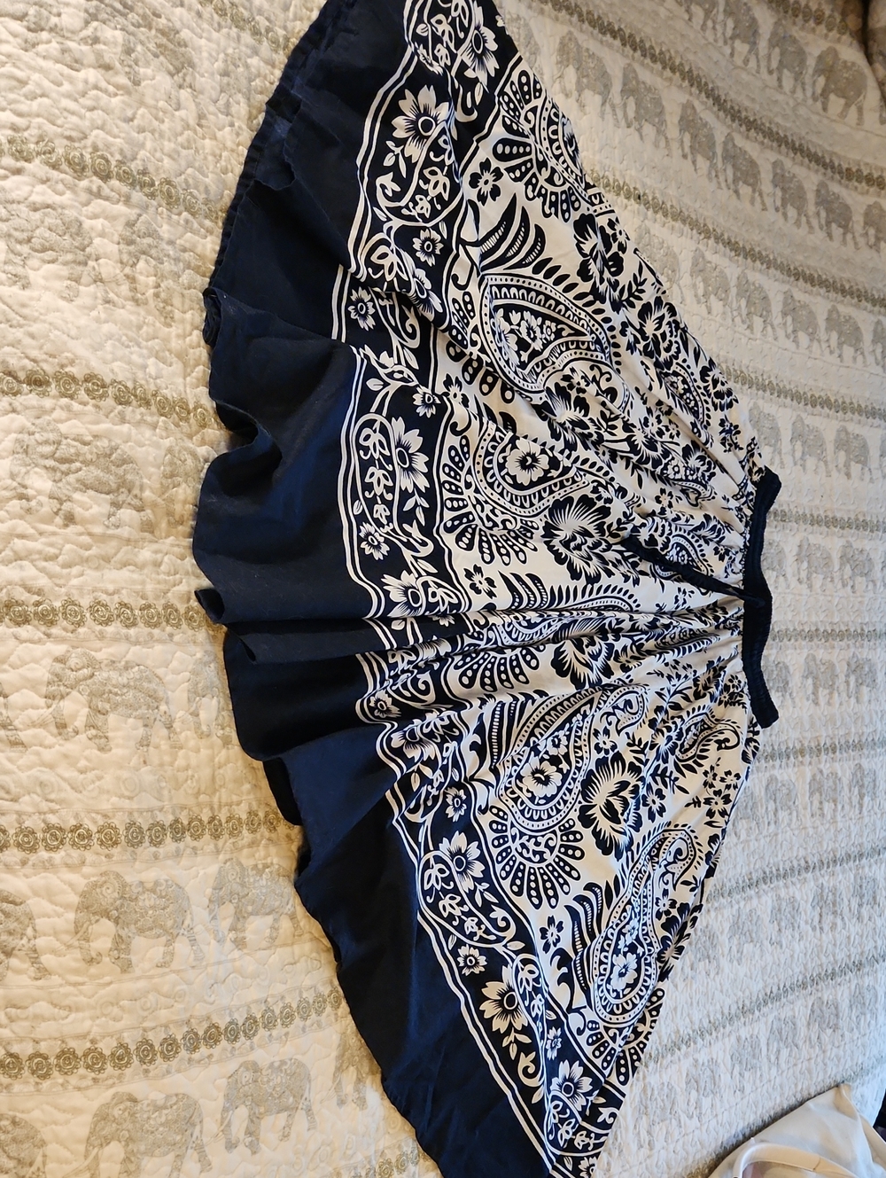 Navy and White Paisley Circular Women’s Skirt